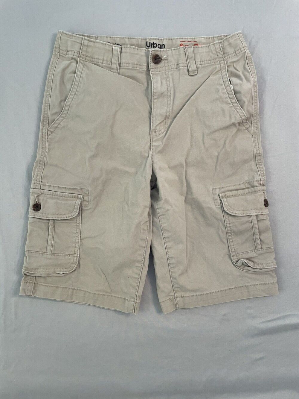 Urban Pipeline Shorts Boys Size 28 Beige Cargo Super flex Hits At The Knee Stain